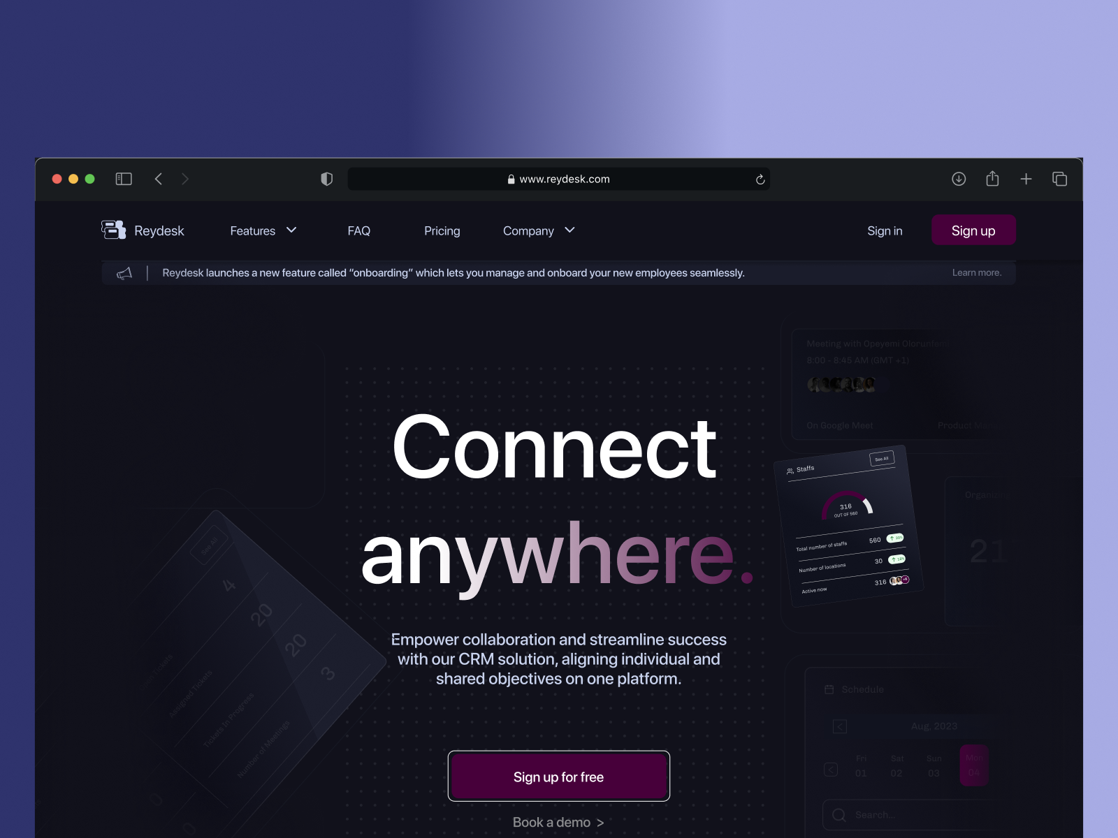 Reydesk – Landing page